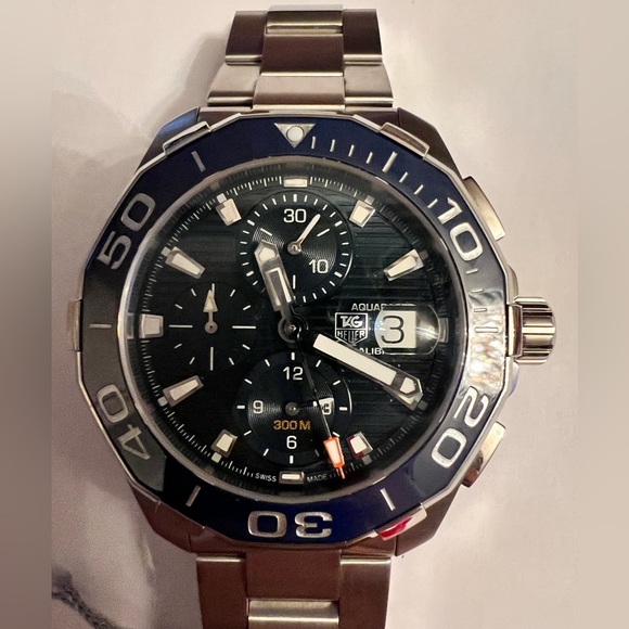Tag Heuer Aquaracer Calibre 16 Blue Dial Chronograph 43mm Watch CAY211B-0 - Picture 2 of 6